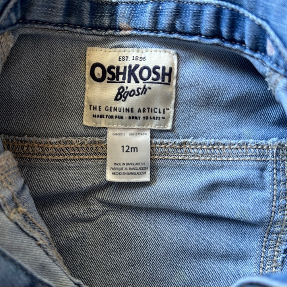 OshKosh B'gosh Pink Heart Blue Denim Jean Jacket-Baby’s Size 12 Months - Picture 5 of 7